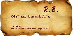 Rónai Barnabás névjegykártya
